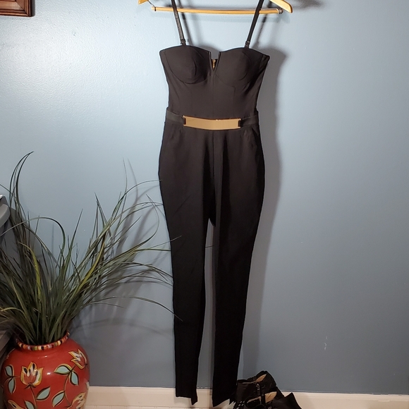 Material Girl Belted Pant Jumpsuit Black - Picture 2 of 14